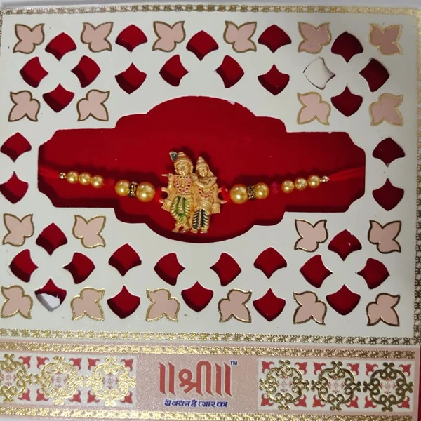 Auspicious Radha Krishna With Pearls Bliss Rakhi