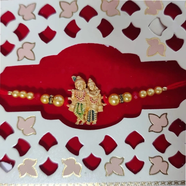 Auspicious Radha Krishna With Pearls Bliss Rakhi
