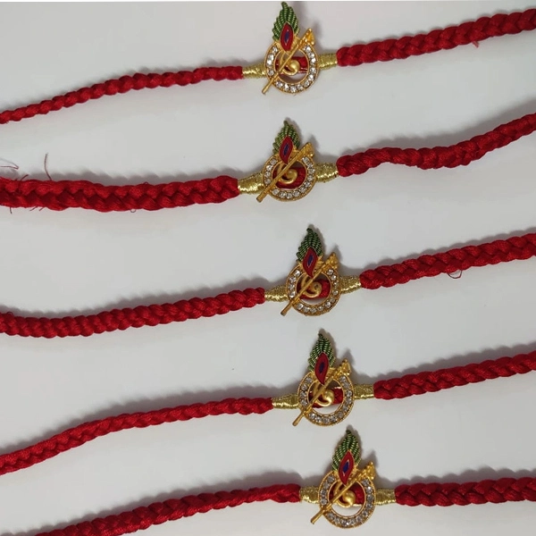 Stone Beaded Krishna Mor Pankh Pack of 5 Rakhis
