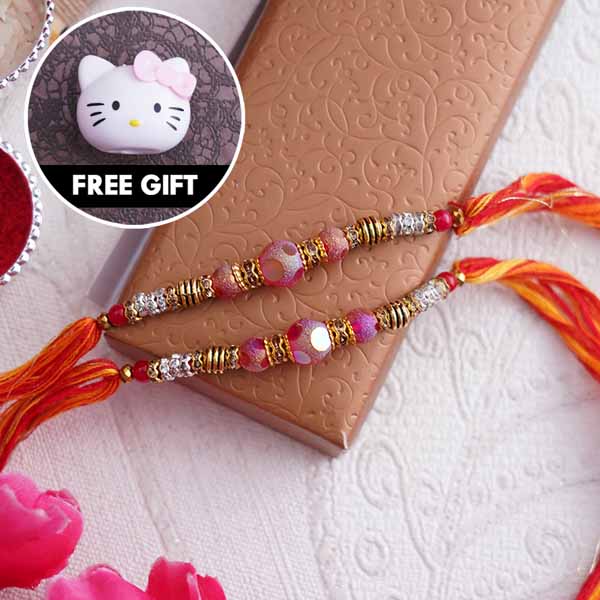 2 Pearl Rakhi with 1 Sharpener