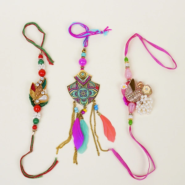 2 Zardozi Rakhi N Lumba rakhi with Bellavita Perfume Set