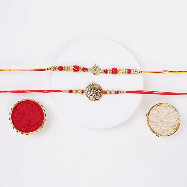 Set of 2 Spiritual Rakhi with Dry Fruits for Brother