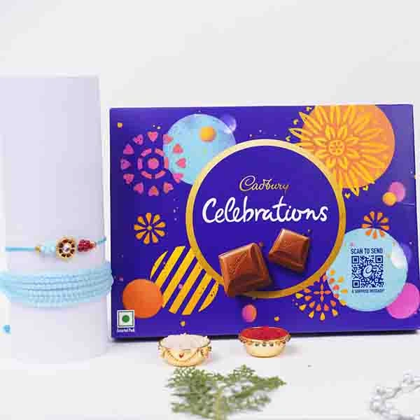 Stone Stud Rakhi and Lumba Rakhi with Cadbury Celebration