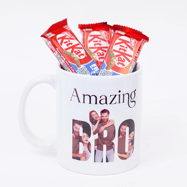 2 Beaded Rakhi with Personalized Mug for brother