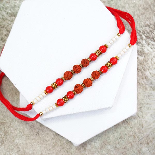 Pair of Sacred Rudraksha Rakhi for Brothers
