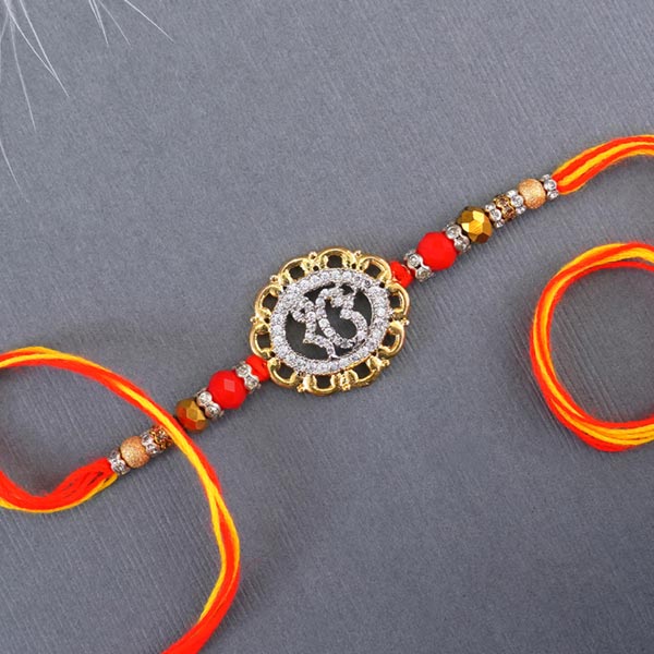 AD Ek Onkar Rakhi N Rudraksha Rakhi Set to Fiji