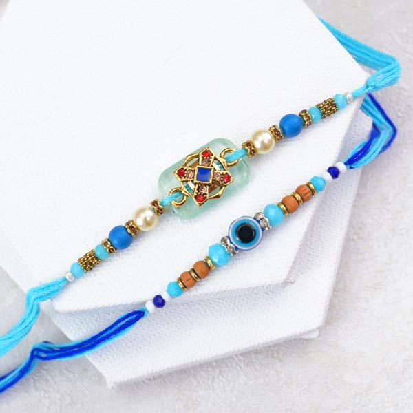 Set of Three Blue Colored Rakhis