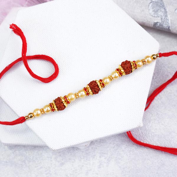 Golden Rakhi N Rudraksha Rakhi for Brothers