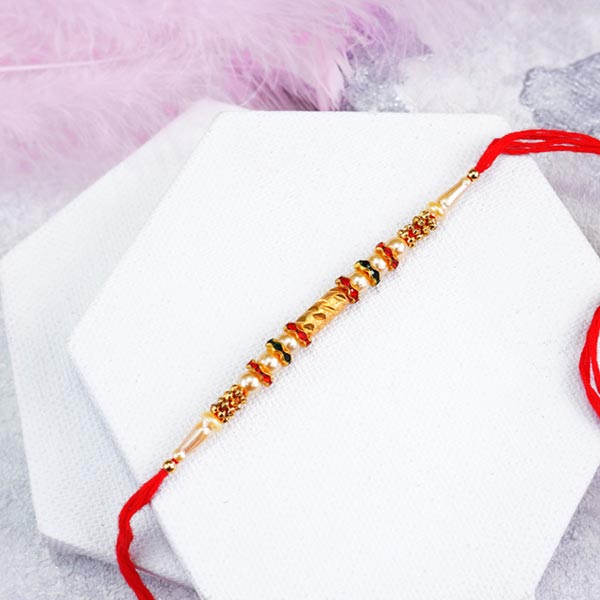 Golden Rakhi N Rudraksha Rakhi for Brothers