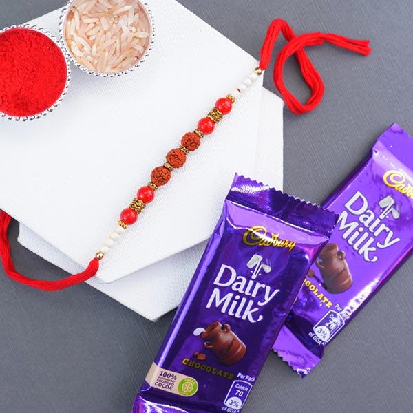 Rudraksha Rakhi with Dairy Milk Chocolates ToIndonesia