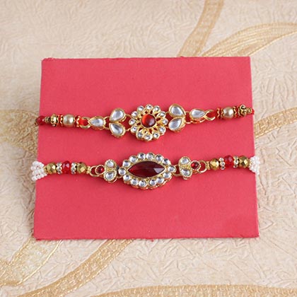 2 Kundan Rakhis With Dryfruits