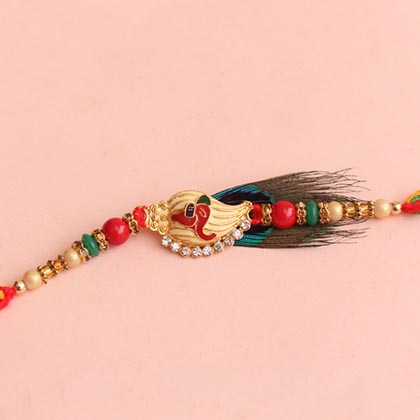 Attractive Golden Rakhi with Ferrero Rochers