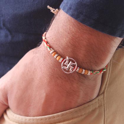 Traditional Swastika Silver Rakhi