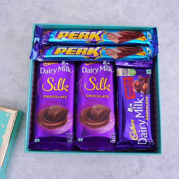 2 Golden Rakhi Set with Chocolate Box Next Day Delivery