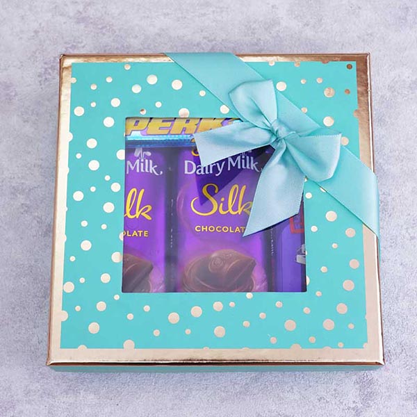 2 Golden Rakhi Set with Chocolate Box Next Day Delivery