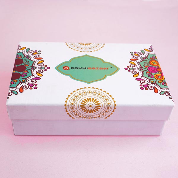 AD Rakhi with The Nut Lounge Dry Fruits in Signature Box Next Day Delivery