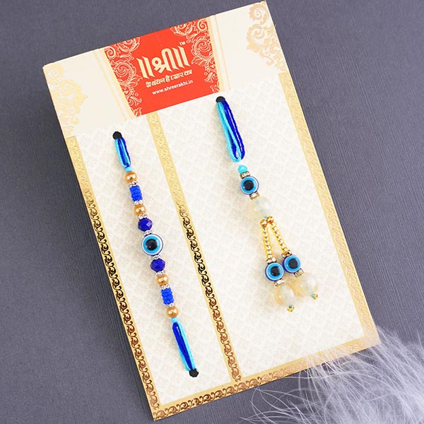 Evil Eye Bhai Rakhi N Lumba Rakhi with Dry Fruits Gift Hamper Next Day Delivery