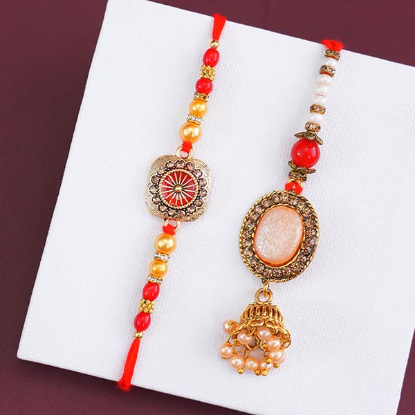 Couples Rakhi N Kids Ganesha Rakhi with Chocolates Combo Next Day Delivery
