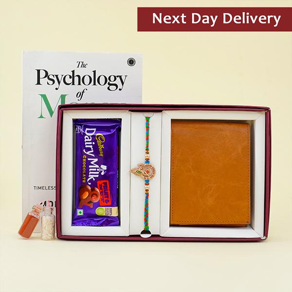 Sacred Rakhi with Books N Wallet Combo Next Day Delivery