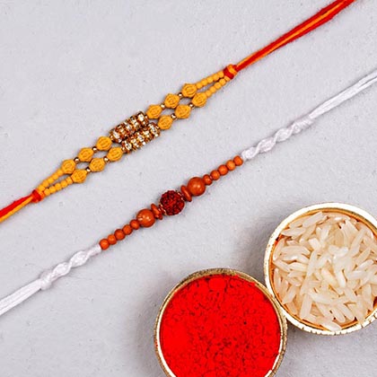 White Rudraksha Rakhi Set