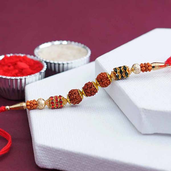 Blissful Rudraksha Rakhi for Armed Forces Same Day Delivery In Delhi NCR