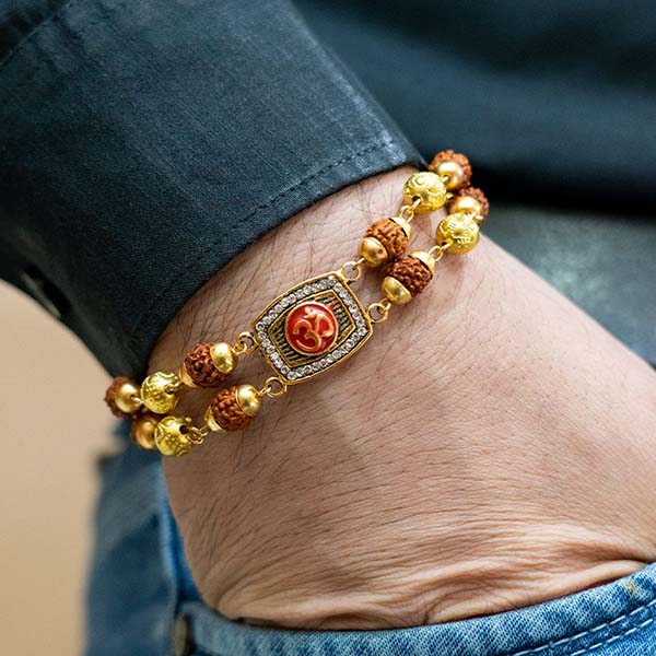 Om Rudraksha Designer Rakhi Bracelet Same Day Delivery In Delhi NCR