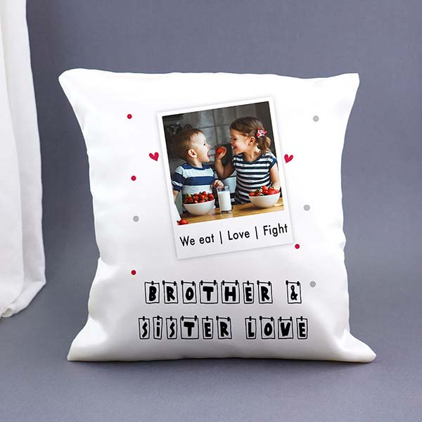 Brother N Sister Love Cushion with Designer Rakhi Same Day Delivery In Delhi NCR