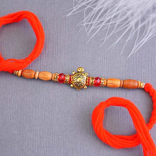 Tortoise Rakhi N Pearl Rakhi with Soan Papdi Same Day Delivery In Delhi NCR