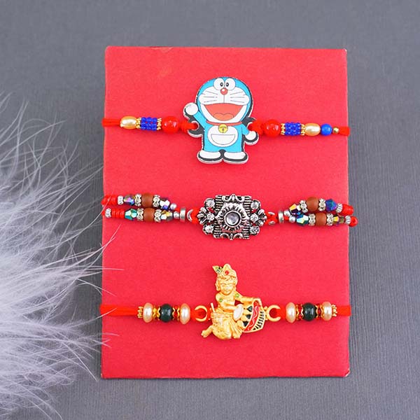 Two Alluring Rakhis N Kids Rakhi with Chocolates Gift Hamper Same Day Delivery In Delhi NCR