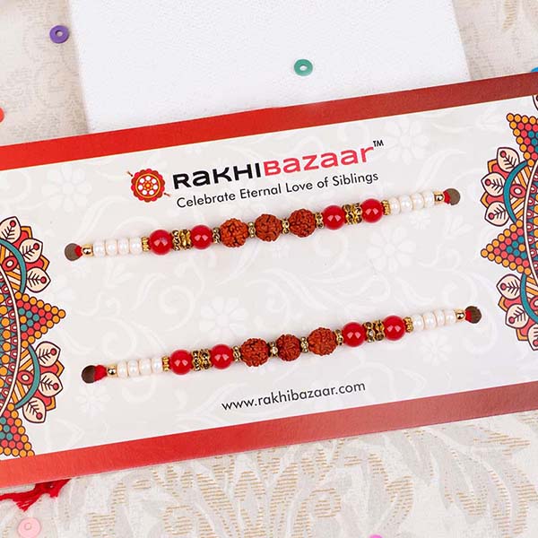 Set of 2 Rudraksha Rakhi with Raisins and Almonds Same Day Delivery In Delhi NCR