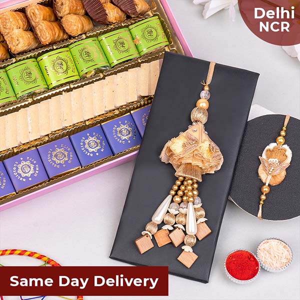 Bhaiya Bhabhi Rakhi with Haldiram Sweet Box Same Day Delivery In Delhi NCR