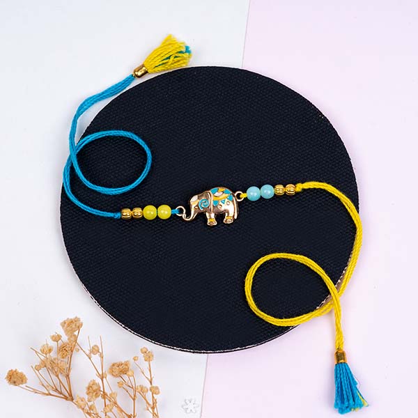 Designer Elephant Rakhi with Doms Pencil Box Same Day Delivery In Delhi NCR