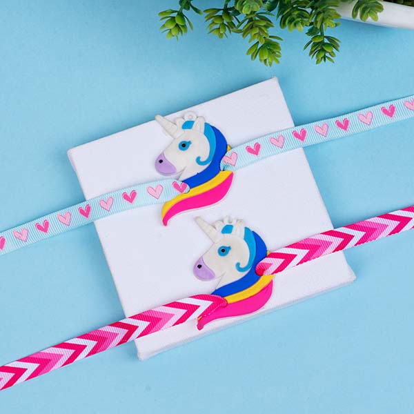 Set of 2 Unicorn Rakhi with Faber Castell Connector Pen Set Same Day Delivery In Delhi NCR