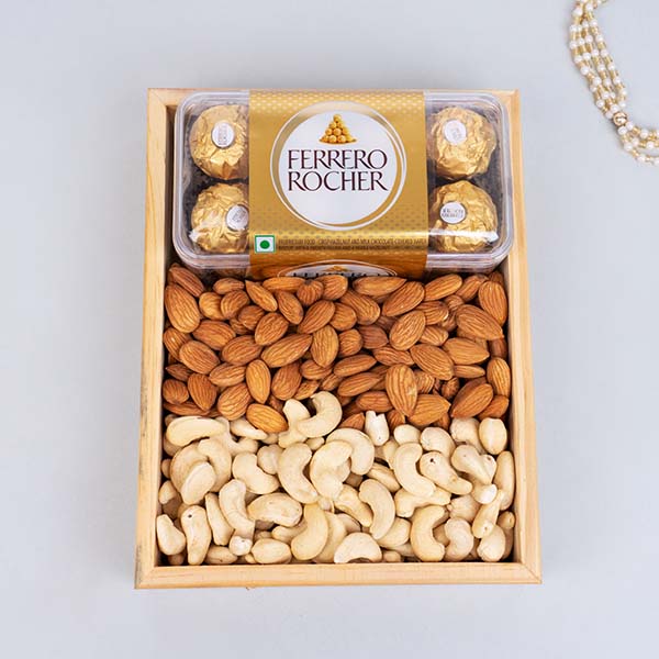 Set of 3 Silver Rakhis with Almonds and Cashews Same Day Delivery In Delhi NCR