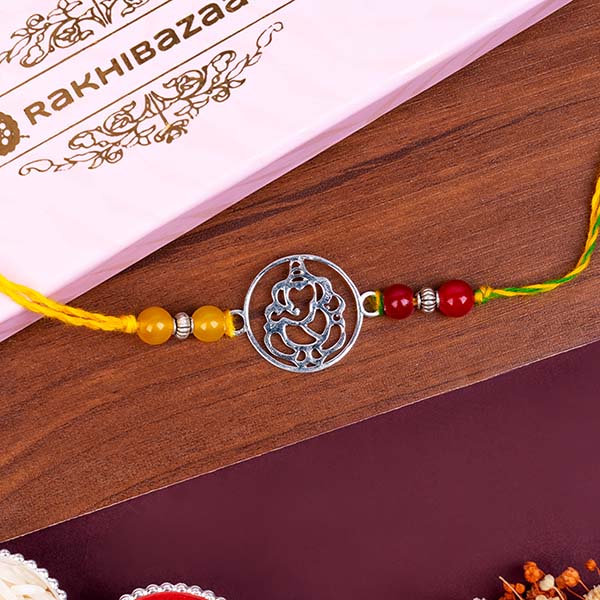 Pure Silver Ganesha Rakhi for Brother Same Day Delivery In Delhi NCR