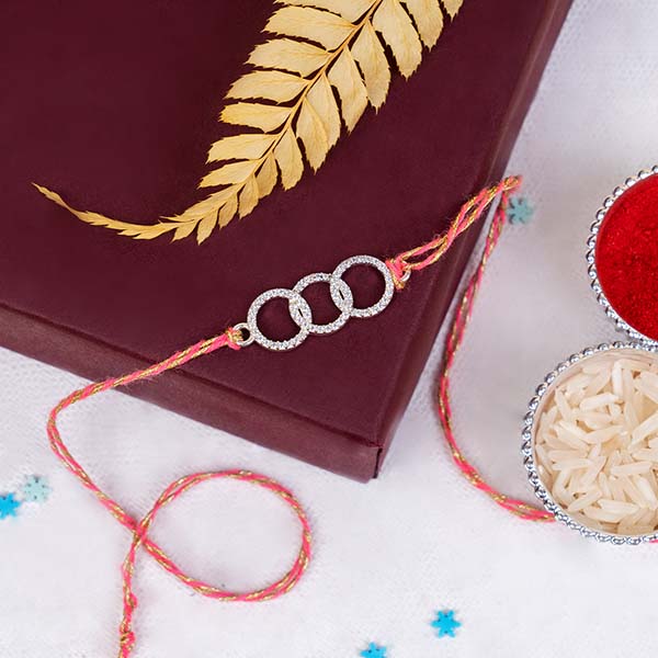 Pure Silver Ring Rakhi for Brother Same Day Delivery In Delhi NCR