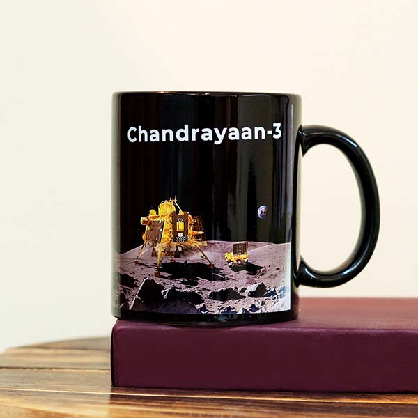 Blue Designer Rakhi with Chandrayaan 3 Mug Same Day Delivery In Delhi NCR