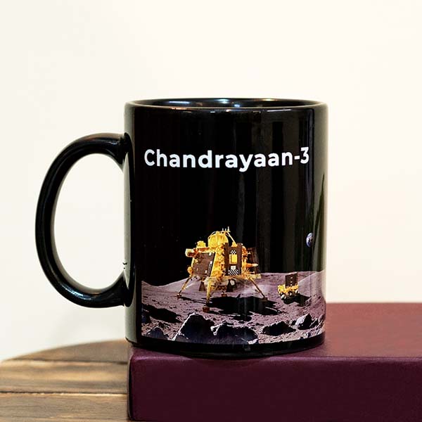 Blue Designer Rakhi with Chandrayaan 3 Mug Same Day Delivery In Delhi NCR