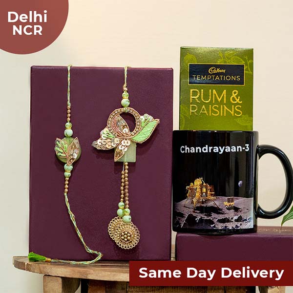 Bhaiya BhabhiRakhi with Chandrayaan 3 Mug N Temptation Same Day Delivery In Delhi NCR