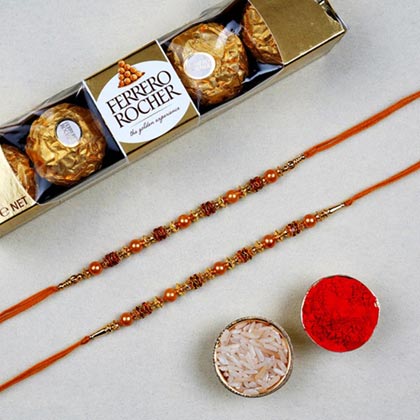 Set of 2 Rakhis And 6 Pcs Ferrero Rocher