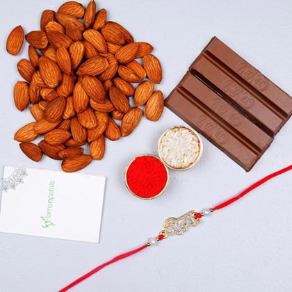 Veera Rakhi With Almonds And Kitkat Chocolate