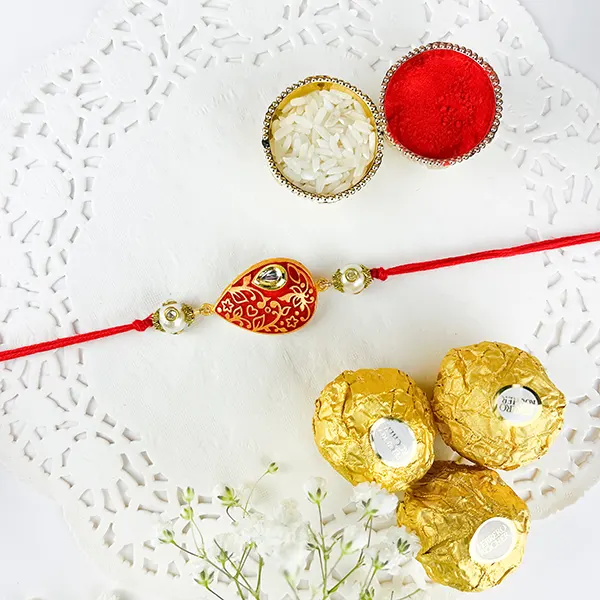 Red Stone Rakhi with Ferrero