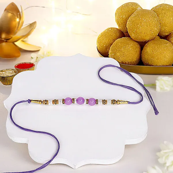 Graceful Pearl Ethnic Rakhi N Besan Laddoo