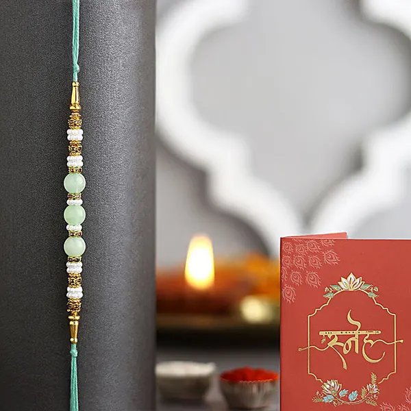 Graceful Pearl Ethnic Rakhi Green