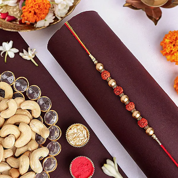 Earthly Blessings Rudraksha Rakhi N Cashew Delights