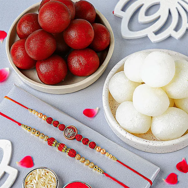 Serene Spirit Rudraksha Rakhi N Sweet Treat