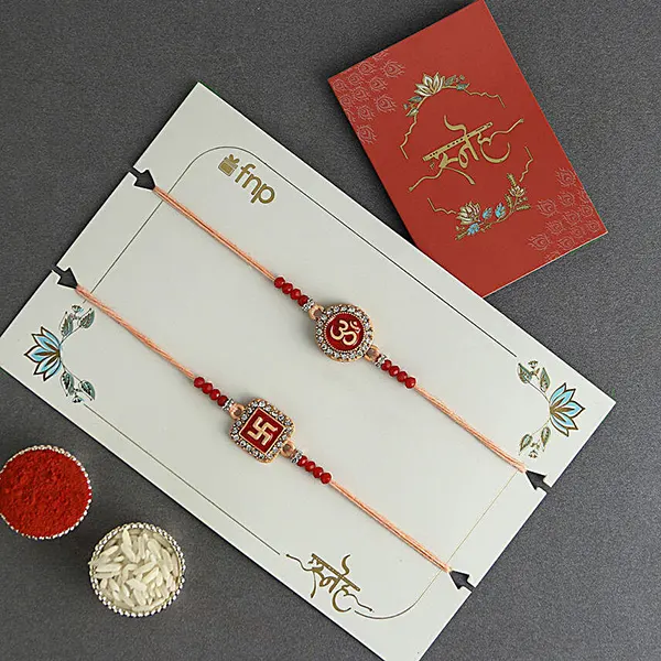 Ethereal Om Swastik Pair Rakhi