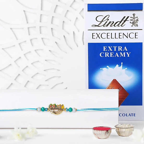 Divine Krishna Flute Rakhi with Lindt Chocolate