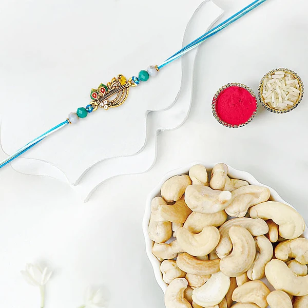 Divine Krishna Flute Rakhi with Cashews