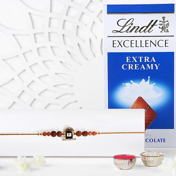 Divine Shiva Rudraksha Rakhi with Lindt Chocolate